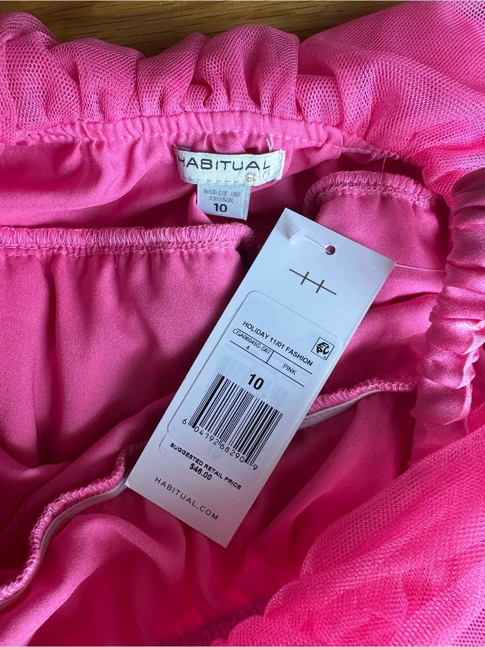 NWT Habitual Girls Tulle Tank Top Size 10 Layered Pink Cold Shoulder Party Top